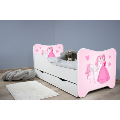 Detská posteľ Top Beds Happy Kitty 140x70 Princezná a kôň so zásuvkou
